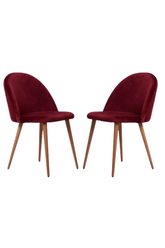 Life Interiors Set of 2 Lucia Ergonomic Velvet Dining Chairs with Wooden Legs, Modern Upholstered Accent Chair in Blue Blue Unisex