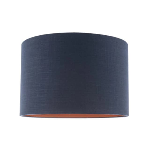 Happy Homewares Modern Midnight Blue Cotton Lamp Shade With Brushed Gold Inner Lining