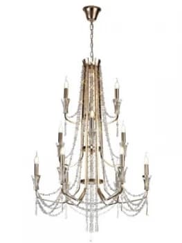 Ceiling Chandelier Pendant 6+3+3 Light E14 French Gold, Crystal
