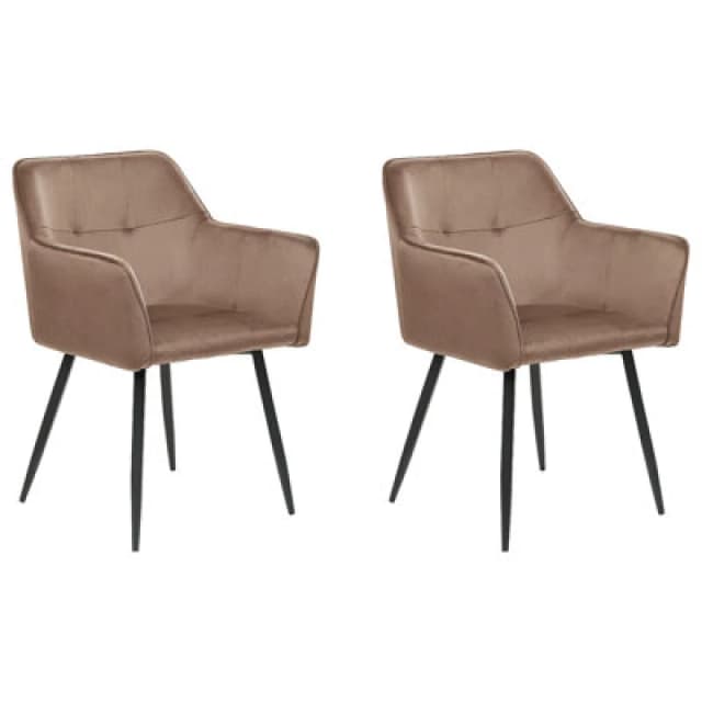 Beliani Set Of 2 Dining Chairs Jasmin Velvet Brown