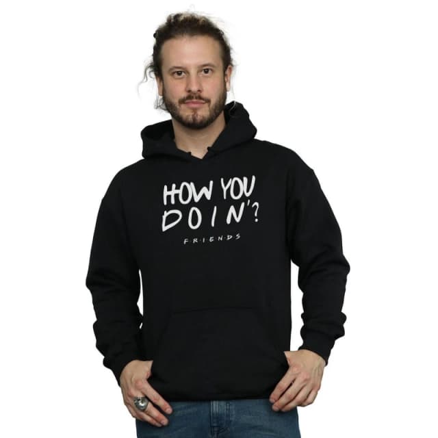 Friends Friends Men How You Doin? Hoodie in Black Size: Small Black S Male 5057972967683