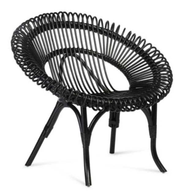 Desser Shanghai Chair Black Rattan Indoor (H)93Cm X (W)97Cm X (D)82Cm