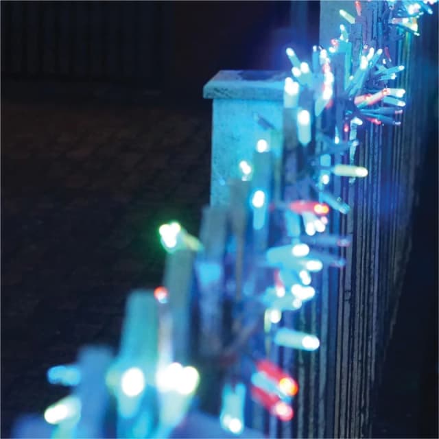 EAGLE-CON 5m Easy-Connect RGB Colour Changing 250 LED Cluster String Lights With Interconnectable White Rubber Cable ELV-123694