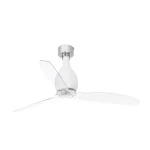 Mini-Eterfan Matt White, Transparent Ceiling Fan With DC Motor Smart - Remote Included