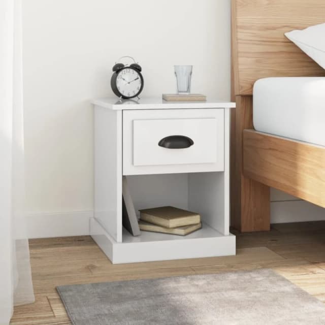 VIDAXL Bedside Cabinet High Gloss White 39x39x47.5cm Engineered Wood Vidaxl 8720845790226