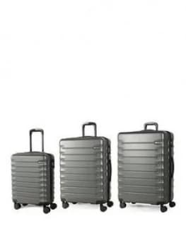 Rock Luggage Synergy 8 Wheel 3 Piece Set Charcoal Suitcase