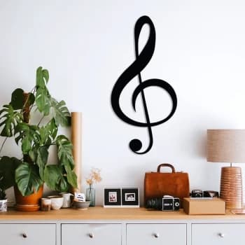 Treble Clef Black Decorative Metal Wall Accessory