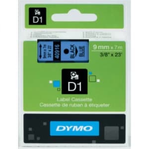 Dymo 40916 Black on Blue Label Tape 9mm x 7m