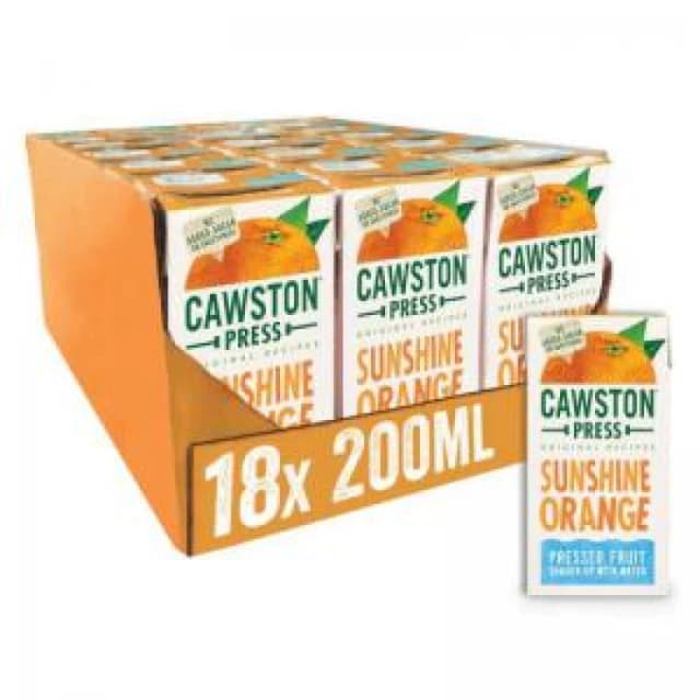 Cawston Press Sunshine Orange Juice 200ml (18 Pack) PFWS123