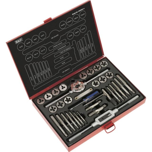 Loops 33pc Metric & Imperial Tap & Split Die Set - Manual Bar & Socket Threading Tool Multi