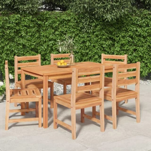 vidaXL 7 Piece Garden Dining Set Solid Wood Teak, Brown 3157184