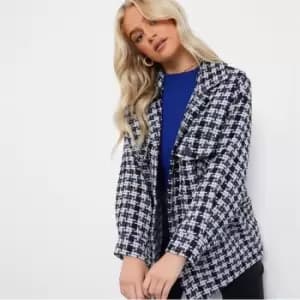 I Saw It First Petite Check Oversized Shacket - Blue