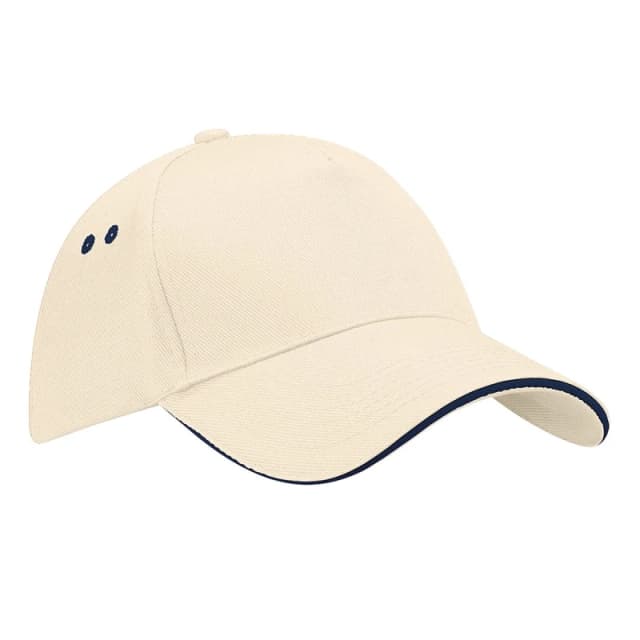 Beechfield Beechfield Men Ultimate 5 Panel Contrast Baseball Cap With Sandwich Peak Headwear in Light Beige Light Beige One Size Male 5055747772951