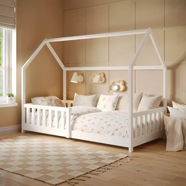 Flair Explorer Wooden Playhouse Bed with Rails in White Size: Single White Unisex Single
