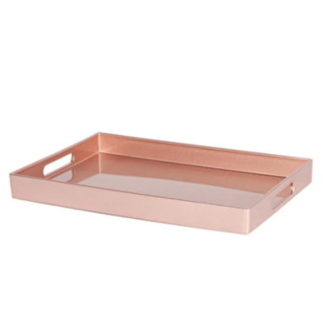 Argon Tableware Serving Tray - 34.5 X 25Cm - Rose Gold Rectangular Tray Metallic Decorative Breakfast Tray Melamine Food Tray