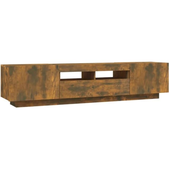 vidaXL 2 Piece TV Cabinet Set with LED Lights Smoked Oak Engineered Wood, Brown 3120167