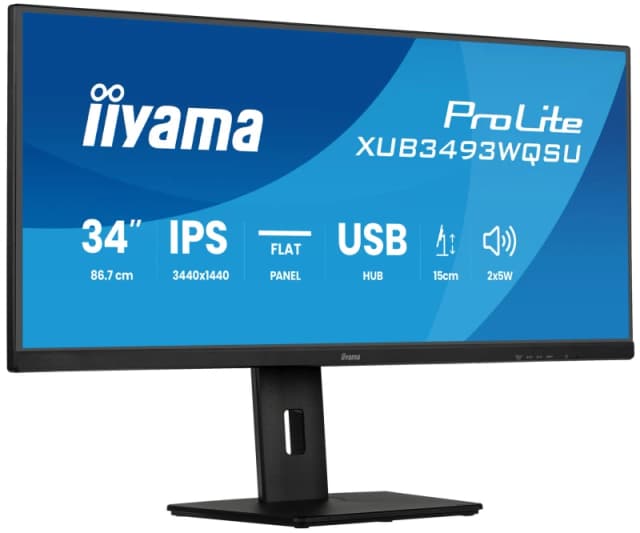 iiyama iiyama ProLite XUB3493WQSU-B6 computer monitor 86.4cm (34") 3440 x 1440 pixels UltraWide Quad HD LED Black XUB3493WQSU-B6