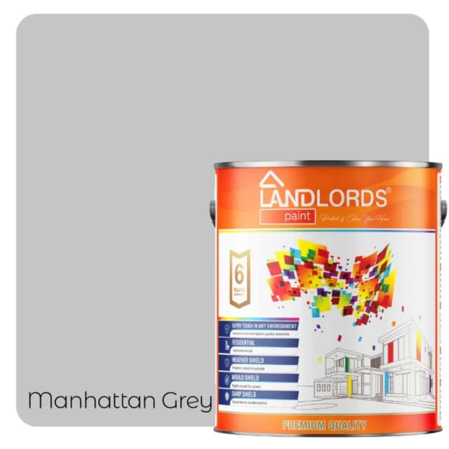 Landlords Paint - Kitchen & Bathroom Paint - Mould Resistant, Washable & Durable - Manhattan Grey - 2.5L