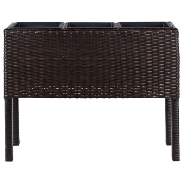 Beliani Elevated Plant Pot Caragana Pe Rattan 77cm Dark Brown