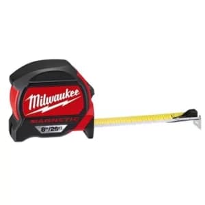 Milwaukee Hand Tools Premium Magnetic Tape Measure 8m/26ft (Width 27mm)