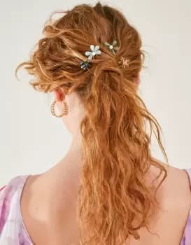 Accessorize Womens Beaded Flower Hair Pins 4 Pack, Size: 9cm