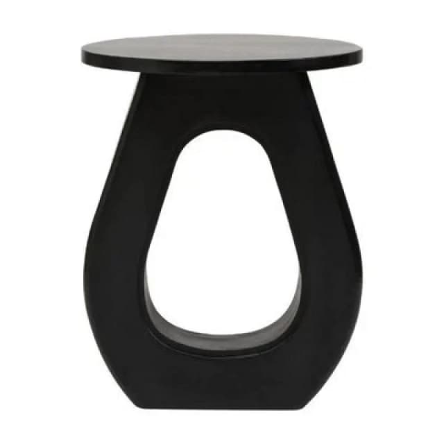 Walsa Black Finish Mango Wood Accent Table D40Cm X H52Cm
