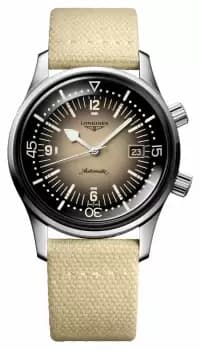 LONGINES L37744302 LEGEND DIVER Beige Fabric Strap Watch