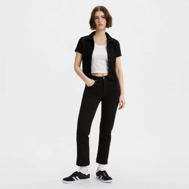 Levis 501 Crop Jeans Black Sprout 09 female 26 L30