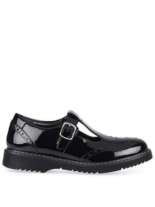 Start-rite Imagine Girls Black Patent Leather Brogue Detail Chunky School Shoes, Black Patent, Size 3.5 Older Black Patent V32H8 Unisex 3.5 Older