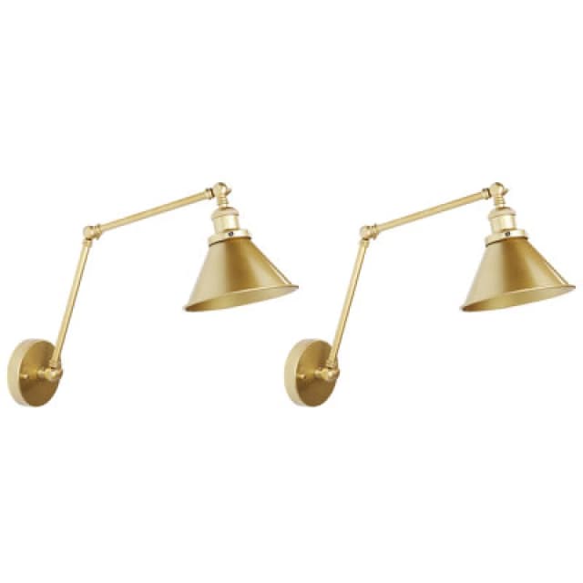 Beliani Set Of 2 Wall Lamps Narva Adjustable Metal Gold