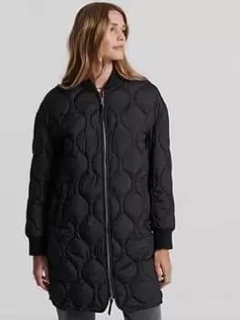 Superdry Studios Longline Quilted Coat - Black, Size 12, Women