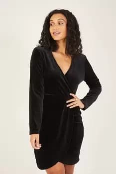 Black Velvet Wrap Dress