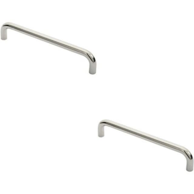 Loops 2x Round D Bar Pull Handle 319 x 19mm 300mm Fixing Centres Bright Steel Metallics unisex