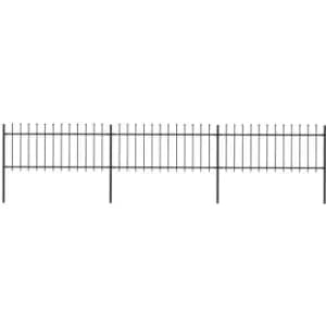 Garden Fence with Spear Top Steel 5.1x0.8 m Black Vidaxl Black