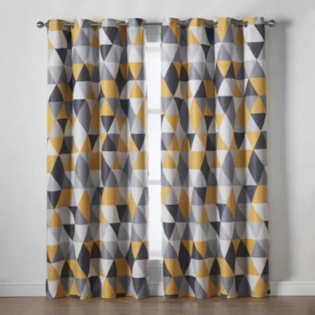 Luxury Living Mo Ring Top Printed Curtains Ochre