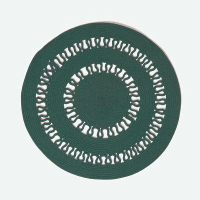 Homescapes Crochet Braided Round Rug Green