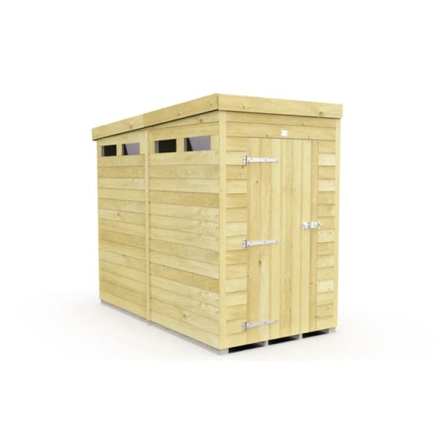 Buttercup Farm 4 x 8 Feet Pent Security Shed - Single Door - L231 x W127 x H201cm in Brown Brown Unisex