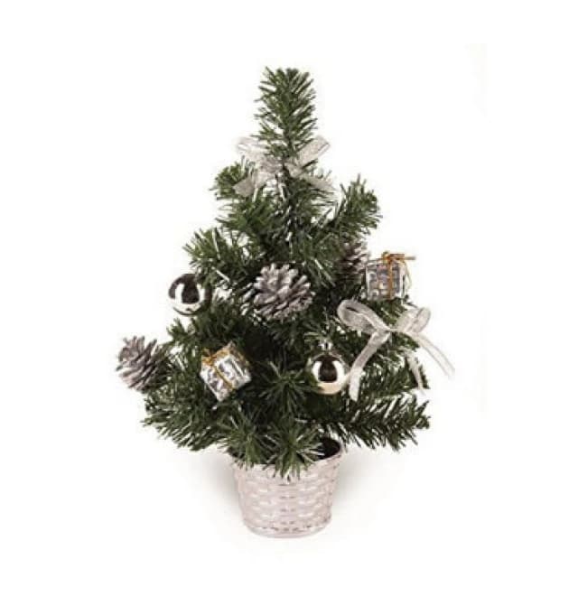 Premier Small Dressed Table Top Christmas Tree - Decorations Included - Silver