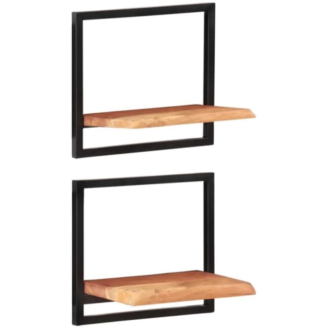 VIDAXL Vidaxl - Wall Shelves 2 pcs 40x24x35cm Solid Wood Acacia and Steel 8720286672174