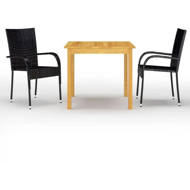 VIDAXL 3 Piece Garden Dining Set Black Vidaxl 8720286337455