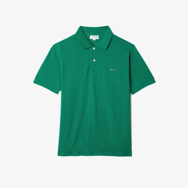 Lacoste Classic Fit Speckled Print Cotton Pique Polo Shirt - Green Green S