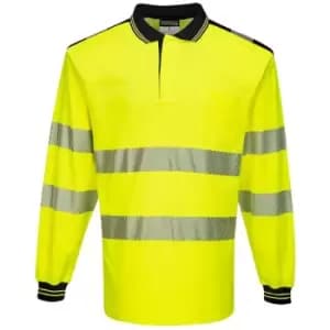 T184YBR4XL - sz 4XL PW3 Hi-Vis Polo Shirt L/S - Yellow/Blue - Portwest