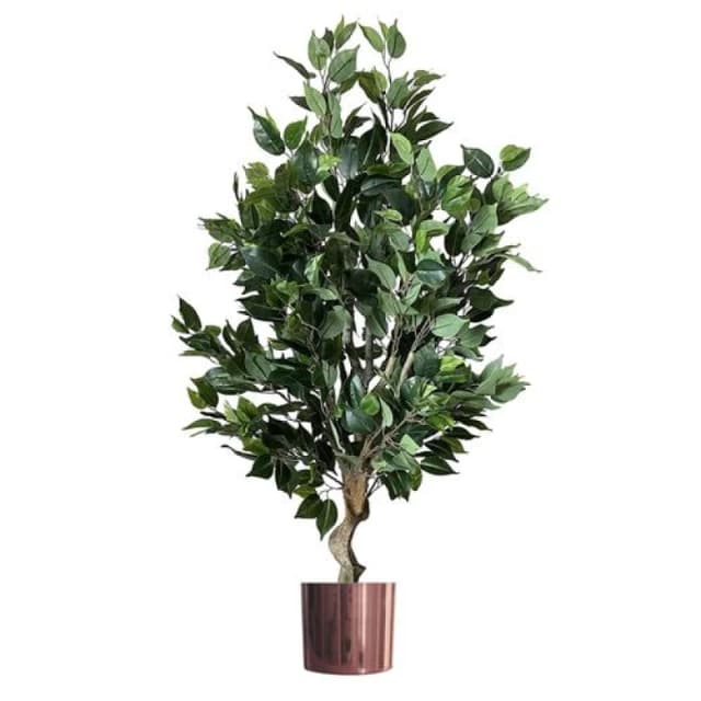 Leaf 100cm Premium Artificial Ficus Twist Tree Copper Planter