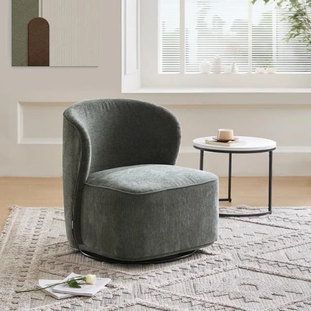 Kabinet UK Chic Upholstered Swivel Chair Dark Green unisex One size