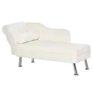 Homcom Chaise Longue Vintage Arm Rest Sofa White Velvet