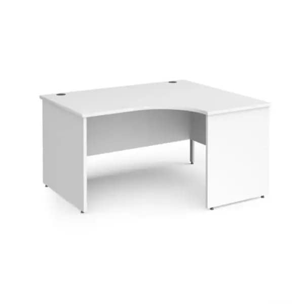 Contract 25 Office Desk Right Hand Corner Desk 1400mm White Top With Silver Frame 800mm Depth Contract 25 White CP14ER-S-WH