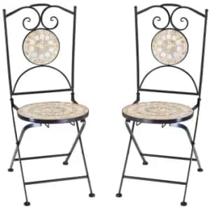 Bilbao Mosaic Chairs Set of 2 Metal Seat Height 45cm Foldable Garden Balcony Patio Furniture