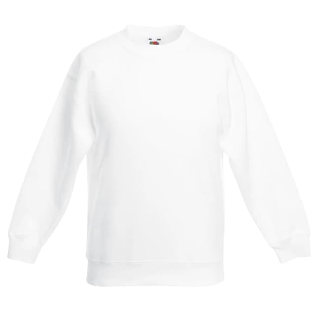 Fruit of the Loom Classic 80 20 Set-In Sweatshirt in White Size: 12-13 Years White Unisex 12-13 Years