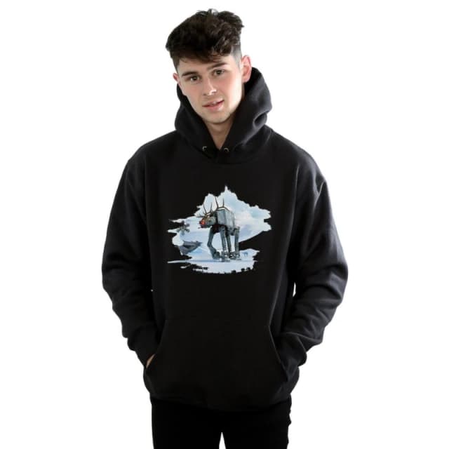 Star Wars Star Wars Men Christmas AT-AT Reindeer Hoodie in Black Size: Small Black S Male 5057972192597