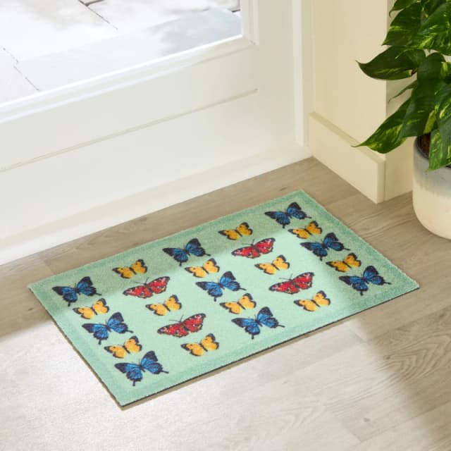 Artsy Mats Butterfly Pattern Indoor Washable Doormat 60X40Cm, Yellow IND6040-BUTFLY